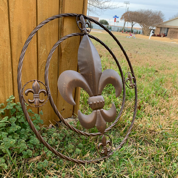 MULTI FLEUR DE LIS METAL WALL ART WESTERN HOME DECOR VINTAGE RUSTIC BROWN ART NEW