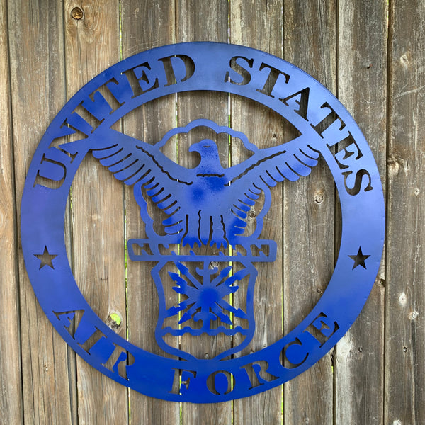 24" US AIR FORCE LASERCUT BLUE MILITARY METAL WALL ART AIRFORCE WESTERN HOME DECOR NEW