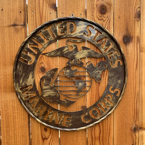 #EH10085 18",24",32" US MARINE CORPS MILITARY LASERCUT METAL PATRIOTIC WALL ART WESTERN HOME DECOR HANDMADE RUSTIC BRONZE COPPER