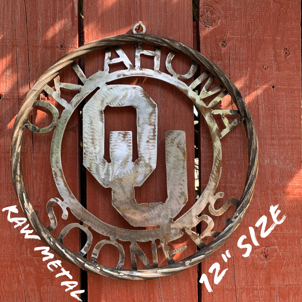 12", 18", 24", 32" OU OKLAHOMA SOONERS RAW METAL CUSTOM VINTAGE CRAFT WALL ART TEAM SIGN HANDMADE