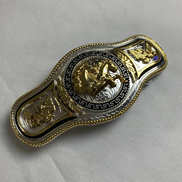 6.5" X 3.5" HORSE BELT BUCKLE GOLD SILVER BLACK WESTERN BUCKLE FASHION ART NEW #EH12271