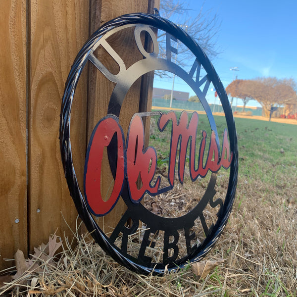OLE MISS REBELS MISSISSIPPI METAL CUSTOM VINTAGE CRAFT TEAM SIGN HANDMADE