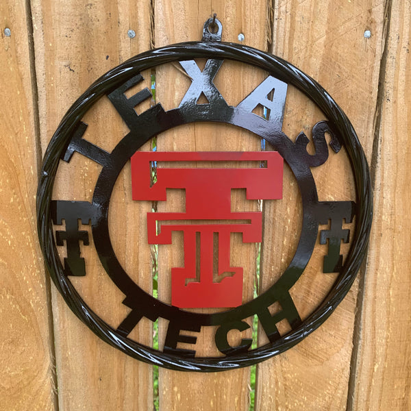 TEXAS TECH CUSTOM METAL VINTAGE CRAFT SIGN WESTERN HOME DECOR HANDMADE 12",18",24",32",36"