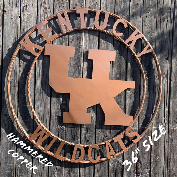 12", 18", 24", 32" KENTUCKY WILDCATS CUSTOM HAMMERED COPPER METAL VINTAGE CRAFT SIGN HANDMADE