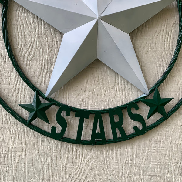 DALLAS STARS BARN LONE STAR METAL HOCKEY TEAM WESTERN HOME DECOR CRAFT RUSTIC GREEN & WHITE