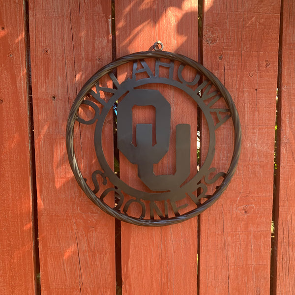 12", 18", 24", 32" OU OKLAHOMA SOONERS RUSTIC BLACK METAL CUSTOM VINTAGE CRAFT WALL ART TEAM SIGN HANDMADE