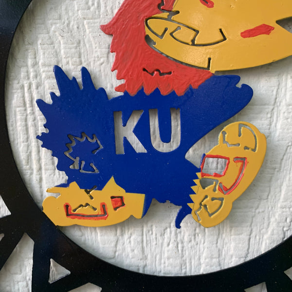KANSAS JAYHAWKS METAL CUSTOM VINTAGE CRAFT WALL ART TEAM SIGN HANDMADE