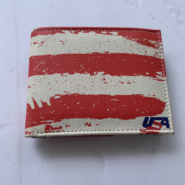 4.25" x 3.75" USA FLAG RED WHITE BLUE WALLET LEATHER BIFOLD WALLET NEW-- FREE SHIPPING