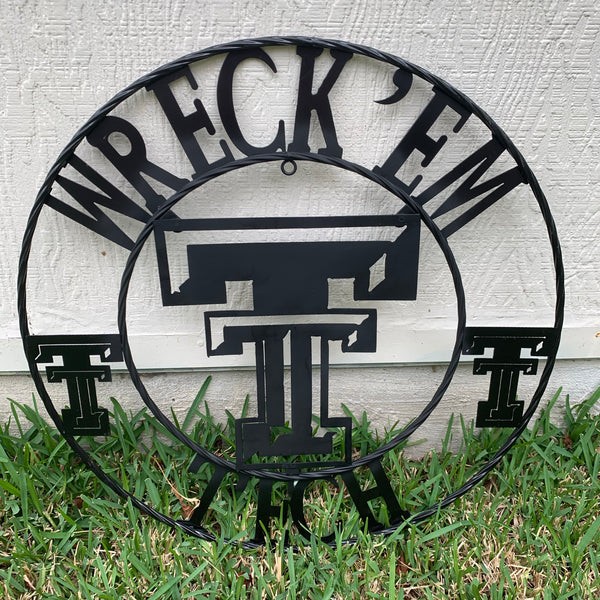 12", 18", 24", 32" WRECKEM TEXAS TECH METAL CUSTOM VINTAGE CRAFT TEAM SIGN HANDMADE