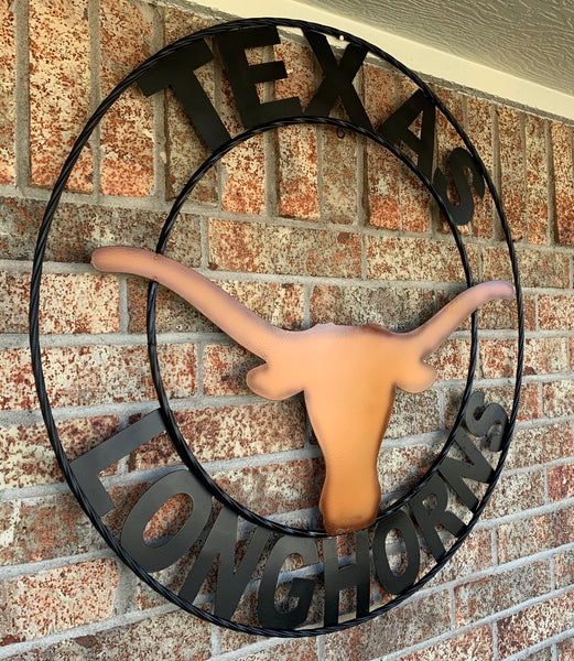 TEXAS LONGHORNS CUSTOM METAL VINTAGE CRAFT TEAM SIGN WESTERN HOME DECOR HANDMADE #EH90072