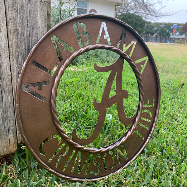 ALABAMA CRIMSON TIDE WIDE BAND RING CUSTOM METAL VINTAGE CRAFT TEAM SIGN HANDMADE