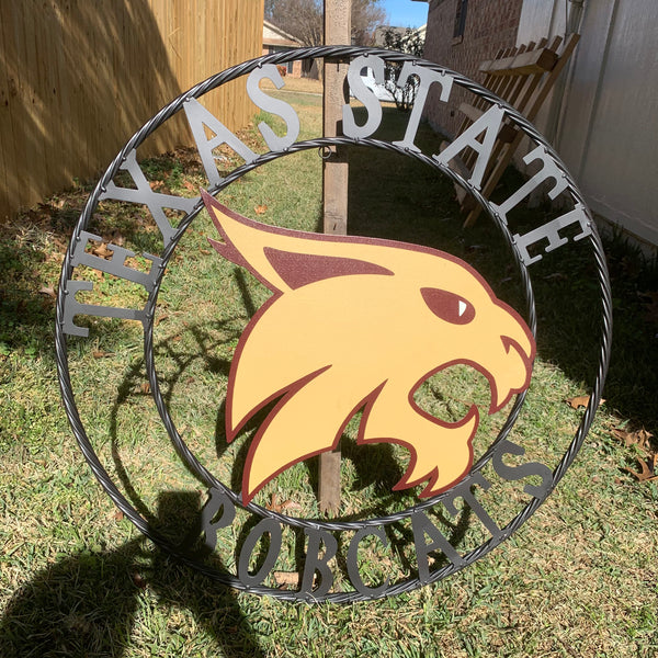 12",18",24",32",36" TEXAS STATE BOBCATS CUSTOM METAL VINTAGE CRAFT TEAM SIGN WESTERN HOME DECOR HANDMADE