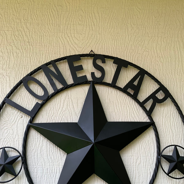LONESTAR GARAGE STYLE CUSTOM BARN NAME STAR LONESTAR GARAGE METAL NAME BARN STAR WITH TWISTED ROPE RING 3d STAR ART WESTERN HOME DECOR RUSTIC BROWN