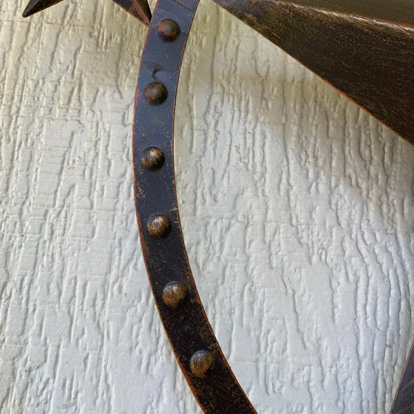 24" GOD BLESS OUR HOME BEADED BARN STAR WITH TWISTED ROPE RING DESIGN METAL WALL ART WESTERN HOME DECOR VINTAGE RUSTIC DARK BRONZE COPPER NEW