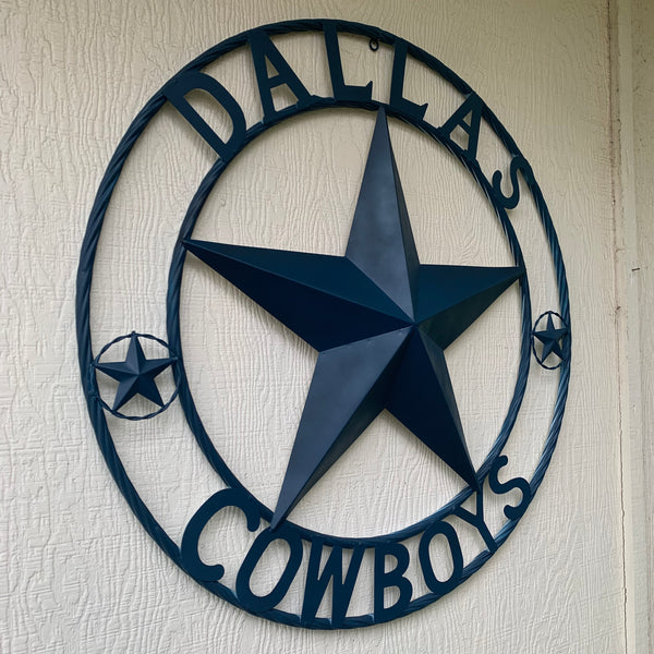 DALLAS COWBOYS NAVY BLUE BARN STAR METAL LONE STAR WESTERN HOME DECOR HANDMADE 24",32",36",40",42",44",46",50"