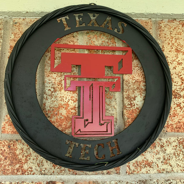 12", 18", 24", 32" TEXAS TECH WIDE BAND RING RED & BLACK CUSTOM METAL VINTAGE CRAFT TEAM SIGN