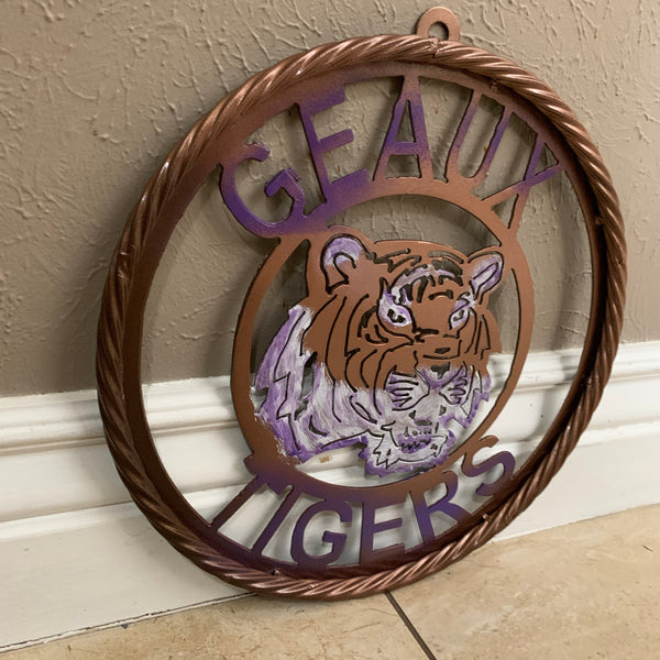 12",18",24",32" GEAUX TIGERS CUSTOM VINTAGE METAL CRAFT TEAM WALL ART HANDMADE