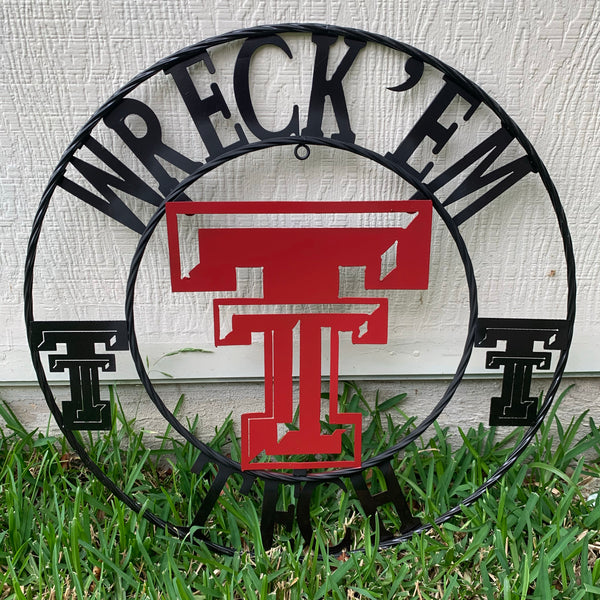 12", 18", 24", 32" WRECKEM TEXAS TECH METAL CUSTOM VINTAGE CRAFT TEAM SIGN HANDMADE