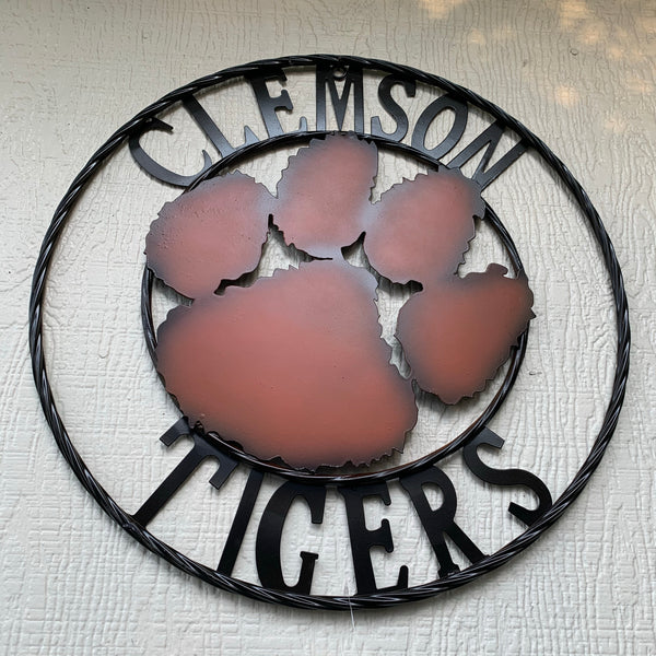 CLEMSON TIGERS CUSTOM METAL VINTAGE CRAFT SIGN WALL ART TEAM SIGN HANDMADE STYLE#1 12", 18", 24", 32"