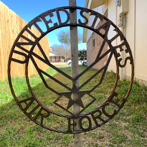 24" US AIR FORCE MILITARY METAL WALL ART WESTERN HOME DECOR AIRFORCE RUSTIC BRONZE