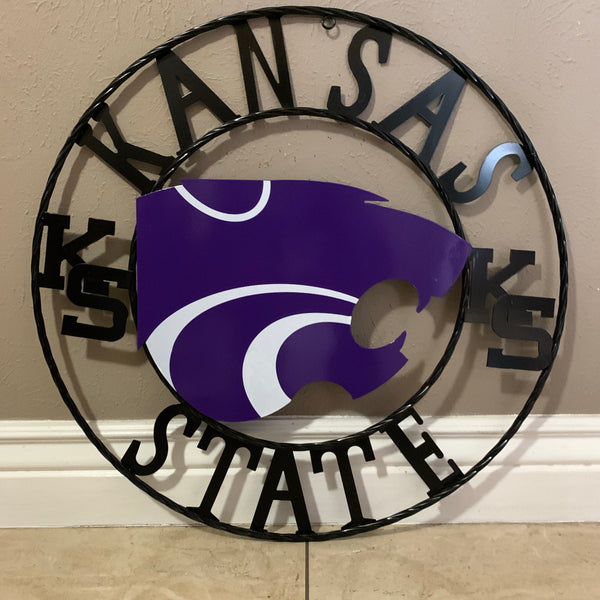 KANSAS STATE METAL CUSTOM VINTAGE CRAFT WALL ART TEAM SIGN HANDMADE