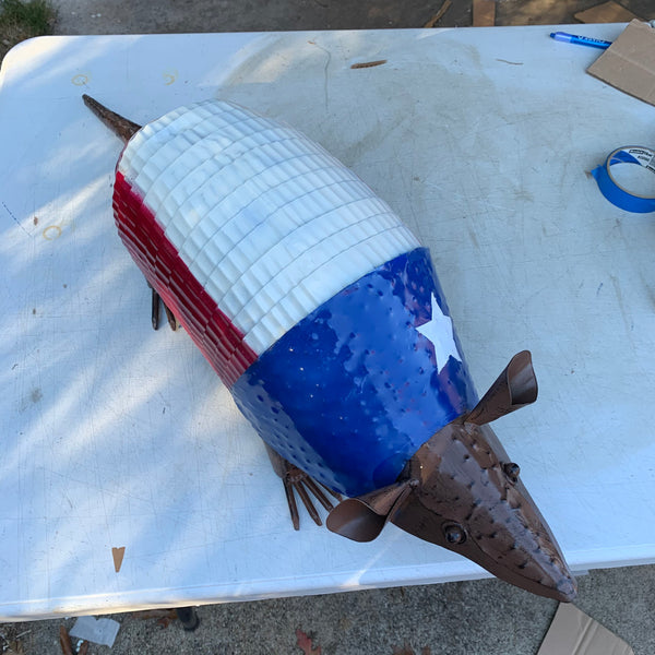 30",22",14",10" TEXAS FLAG ARMADILLO GARDEN ANIMAL SCULPTURE METAL DECOR ORNAMENT PATRIOTIC DECOR
