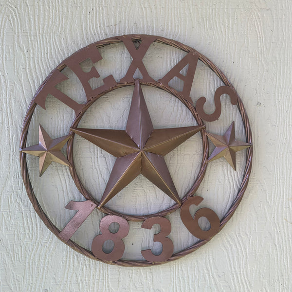 16", 20", 24", 32" TEXAS 1836 HAMMERED COPPER  BARN STAR METAL WALL WESTERN HOME DECOR RED WHITE BLUE ART