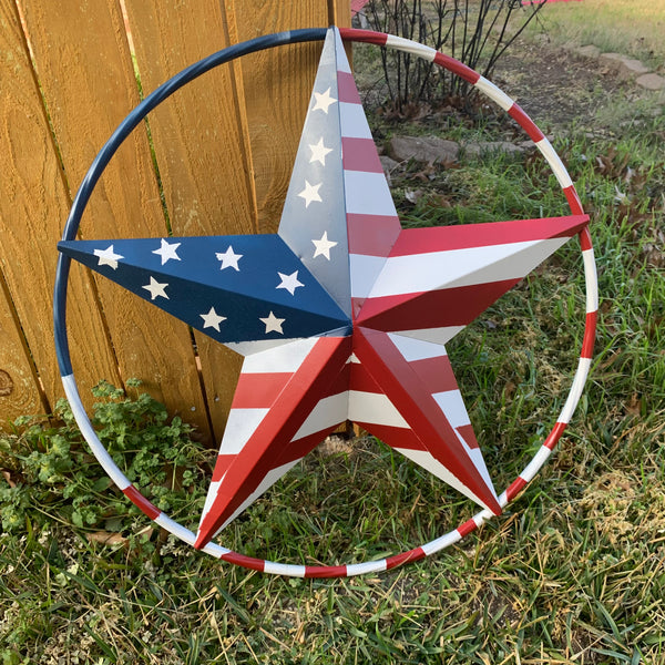 PEACE STAR SIGN METAL RED WHT BLUE STAR WESTERN HOME DECOR HANDMADE 12",16",24",32"36",38",40",48"