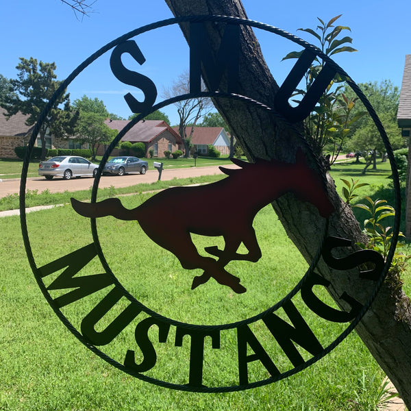 12",18",24",32",36" SMU MUSTANGS METAL CUSTOM VINTAGE CRAFT WALL ART TEAM SIGN HANDMADE