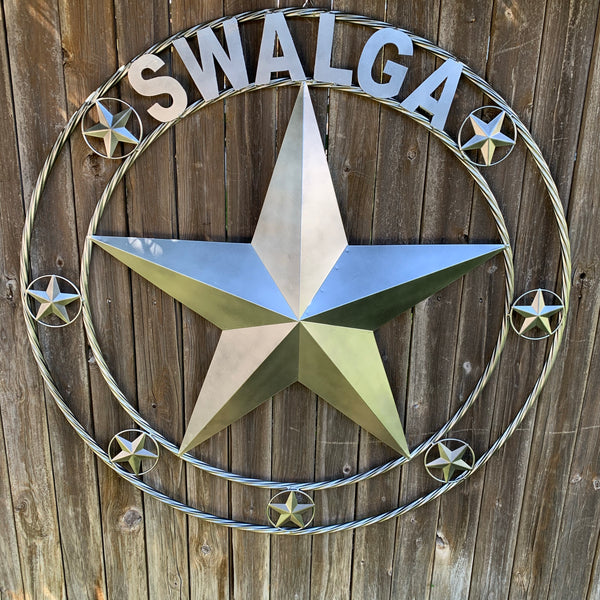KOLET FAMILY STYLE YOUR CUSTOM FAMILY NAME STAR METAL BARN STAR ROPE RING KOLET FAMILY WESTERN HOME DECOR VINTAGE RUSTIC BROWN NEW HANDMADE 24",32",34",36",40",42",44",46",50"
