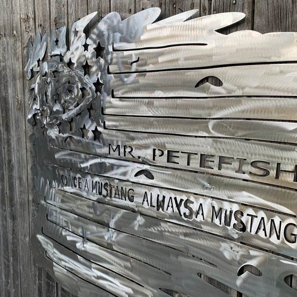 YOUR CUSTOM NAME TATTERED FLAG CUSTOM METAL VINTAGE CRAFT WALL ART HOME DECOR
