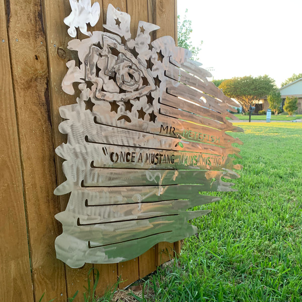 YOUR CUSTOM NAME TATTERED FLAG CUSTOM METAL VINTAGE CRAFT WALL ART HOME DECOR