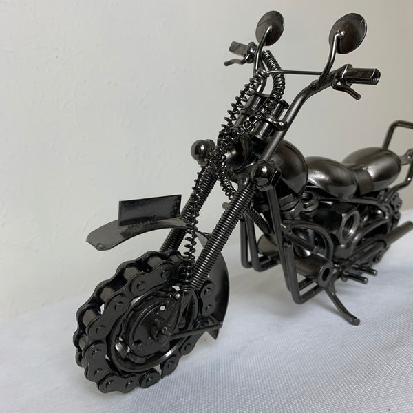 12" HARLEY STYLE MOTORCYCLE GUN METAL WESTERN HOME BAR DECOR NEW