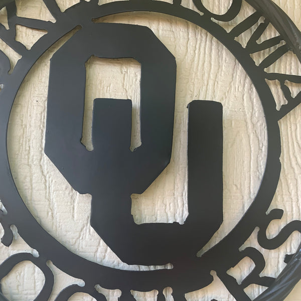 12", 18", 24", 32" OU OKLAHOMA SOONERS RUSTIC BLACK METAL CUSTOM VINTAGE CRAFT WALL ART TEAM SIGN HANDMADE