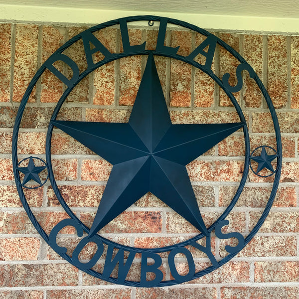 DALLAS COWBOYS NAVY BLUE BARN STAR METAL LONE STAR WESTERN HOME DECOR HANDMADE 24",32",36",40",42",44",46",50"