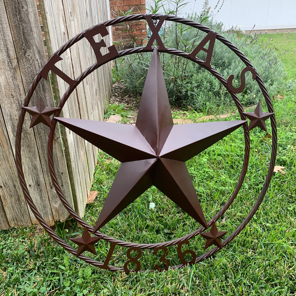 36" TEXAS 1836 BROWN BARN STAR METAL ART WESTERN HOME DECOR VINTAGE RUSTIC CRAFT ART