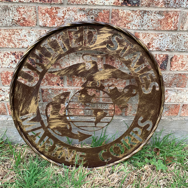 #EH10085 18",24",32" US MARINE CORPS MILITARY LASERCUT METAL PATRIOTIC WALL ART WESTERN HOME DECOR HANDMADE RUSTIC BRONZE COPPER