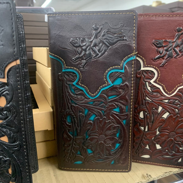 #LG GENUINE LEATHER WESTERN CHECKBOOK MEN'S WALLET WESTERN FASHION--FREE SHIPPING