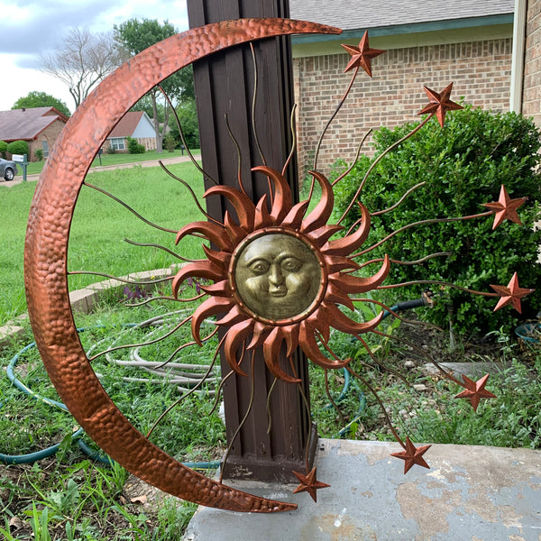 36" SUN MOON STARS METAL WALL WESTERN HOME DECOR NEW