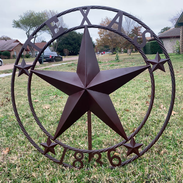 36" TEXAS 1836 BROWN BARN STAR METAL ART WESTERN HOME DECOR VINTAGE RUSTIC CRAFT ART