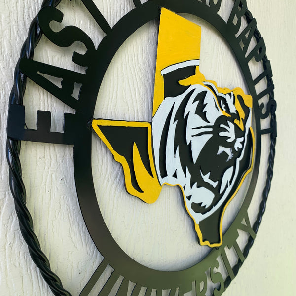 EAST TEXAS BAPTIST UNIVERSITY METAL CUSTOM VINTAGE CRAFT SIGN WALL ART TEAM HANDMADE