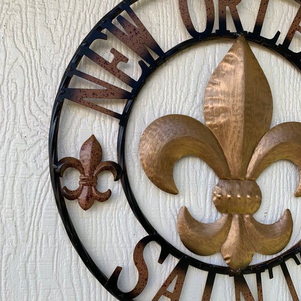 18", 24", 32" NEW ORLEANS SAINTS METAL SIGN WALL ART WESTERN HOME DECOR RUSTIC GOLD & BLACK ART NEW