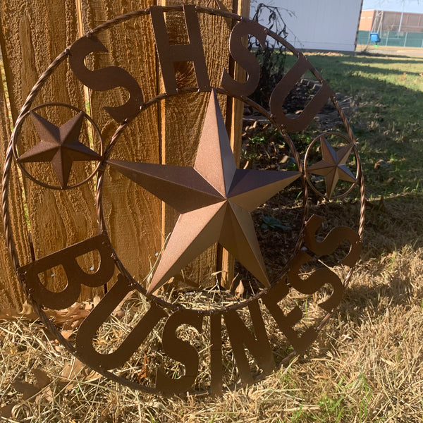 24",32" SHSU SAM HOUSTON BEARKATS BUSINESS RUSTIC BRONZE COPPER METAL CUSTOM VINTAGE CRAFT RUSTIC BLACK TEAM STAR HANDMADE