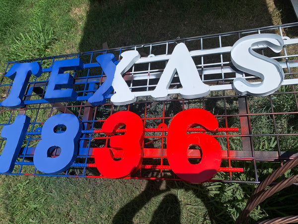 48", 60", 72" RED WHITE BLUE TX FLAG BARN META STAR WITH TEXAS 1836 SIGN WESTERN HOME DECOR METAL ART VINTAGE RUSTIC RED WHITE & BLUE ART