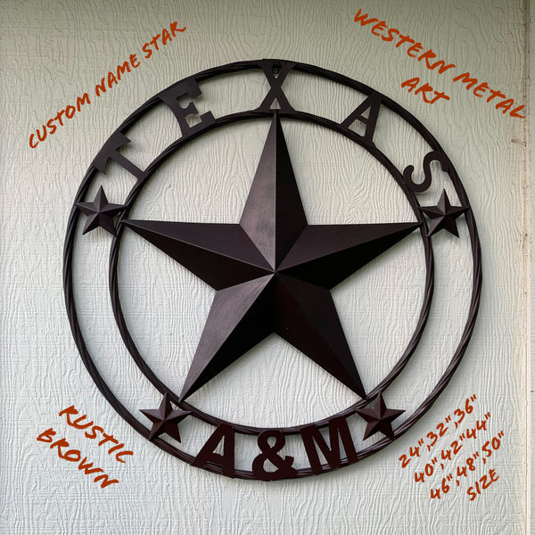 #EH11235 TEXAS A&M BARN STAR RUSTIC BROWN METAL LONE STAR CUSTOM METAL VINTAGE CRAFT TEAM STAR WESTERN HOME DECOR HANDMADE NEW