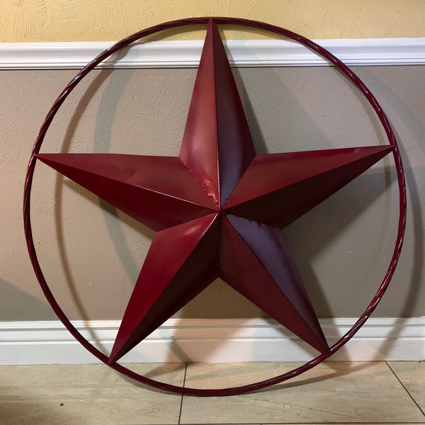 CRANBERRY BURGUNDY STAR RED STAR BARN METAL LONESTAR TWISTED ROPE RING WALL ART WESTERN HOME DECOR BRAND NEW
