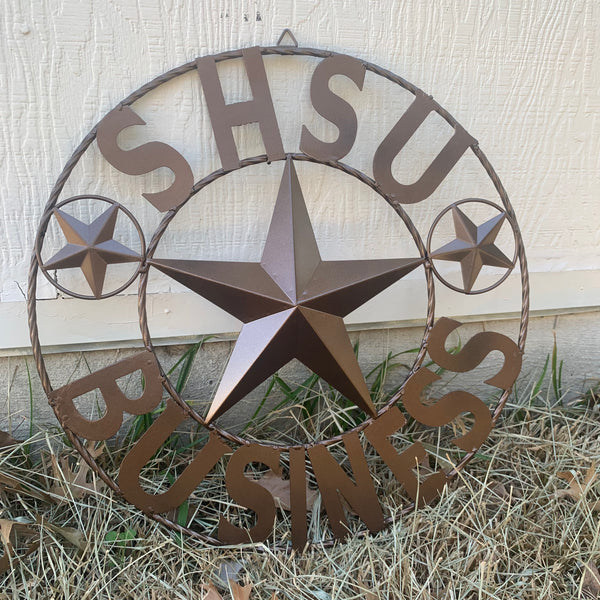 24",32" SHSU SAM HOUSTON BEARKATS BUSINESS RUSTIC BRONZE COPPER METAL CUSTOM VINTAGE CRAFT RUSTIC BLACK TEAM STAR HANDMADE