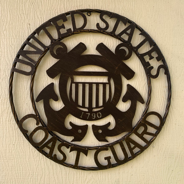 24" USA COAST GUARD MILITARY METAL WALL ART DECOR VINTAGE RUSTIC BRONZE WESTERN HOME DECOR NEW