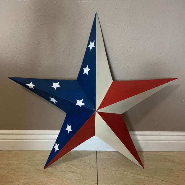 12",16",24",30",36" USA AMERICAN FLAG STAR STYLE #1 RED WHITE & BLUE METAL BARN STAR WALL ART HANDMADE STYLE# 1