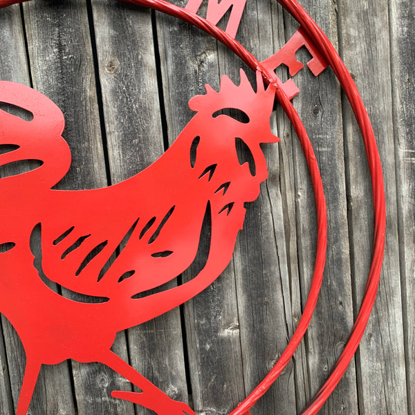 YOUR CUSTOM NAME RED ROOSTER LASERCUT METAL ART WITH RING DESIGN WESTERN METAL ANIMAL ART HOME WALL DECOR BRAND NEW